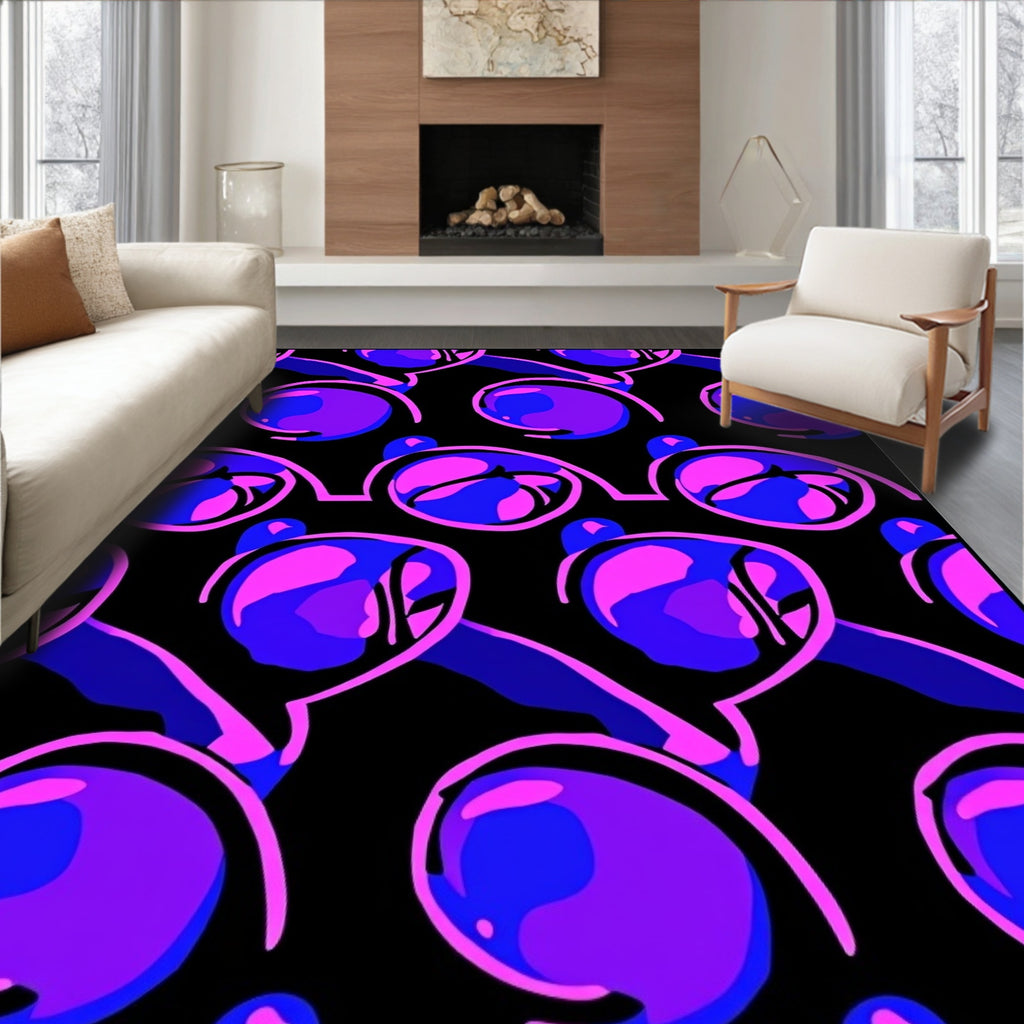 Vibrant Pink Blue Swirl Graphic Rug