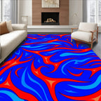 Electric Blue Crimson Flame Swirl Rug