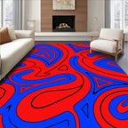 Bold Red Blue Swirl Abstract Rug