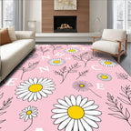 Pink Daisy Botanical Collage Rug
