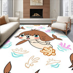 Cute Kawaii Mermaid Aquatic Friends Rug