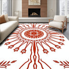 Crimson Sunburst Branch Medallion Rug