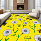 Yellow Bee and Daisy Garden Rug
