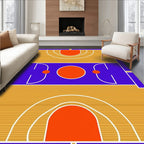Vibrant Orange Court Geometric Rug