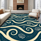 Oceanic Cream Wave Shell Medallion Rug