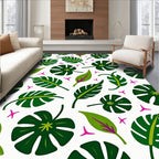 Lush Green Tropical Leaf Mix Rug