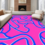 Vibrant Pink Blue Organic Flow Rug
