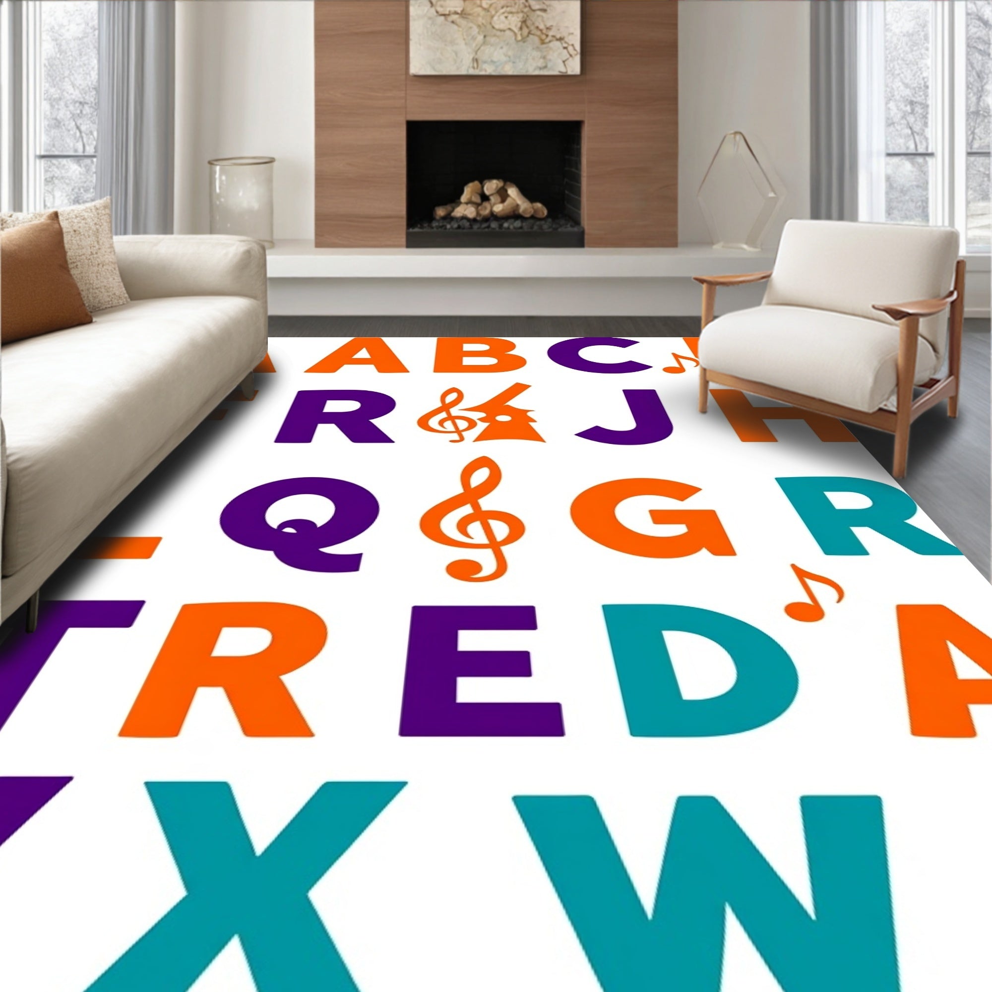 Playful Alphabet Musical Notes Rug