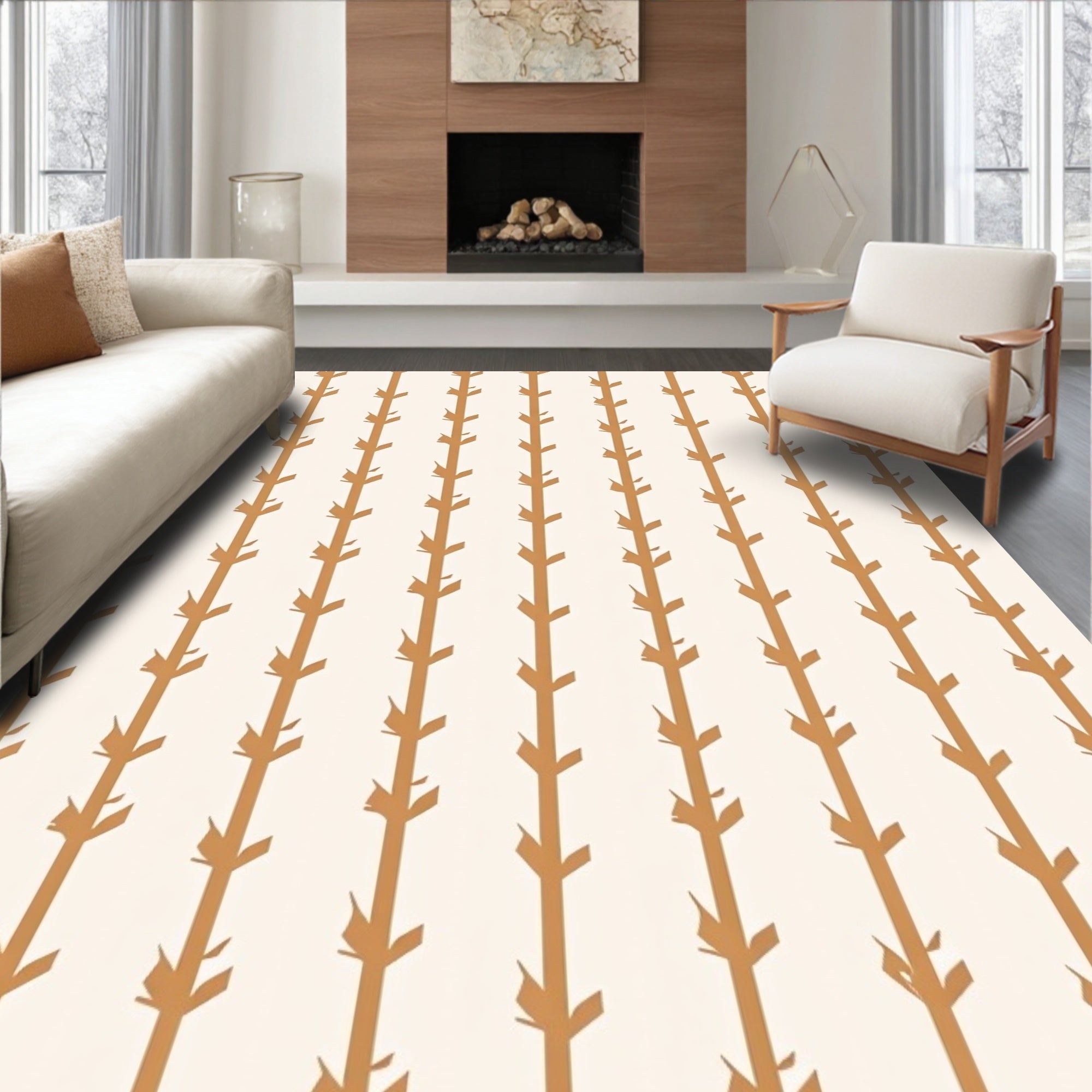 Golden Stalks Vertical Stripe Rug