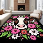 Vibrant Floral Cow Face Rug