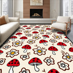 Whimsical Red Mushroom Flower Arrangement Rug