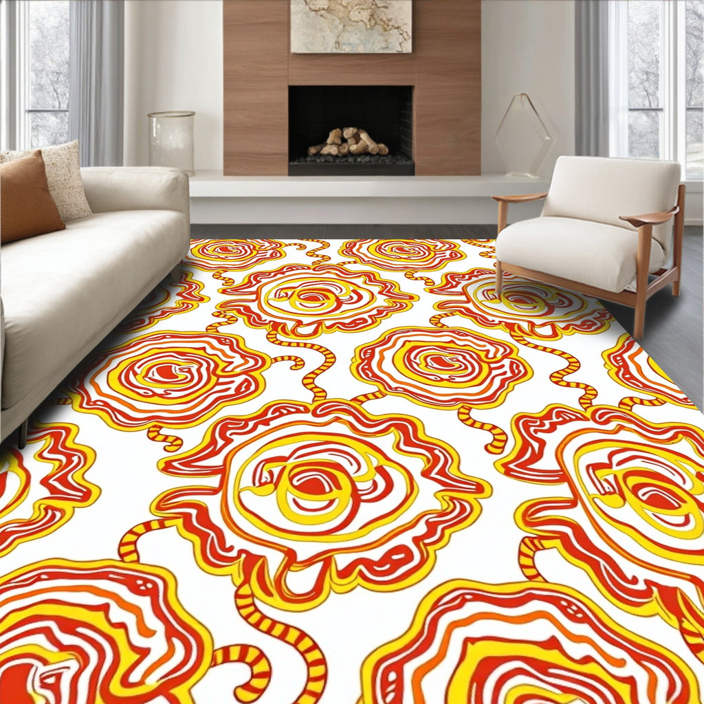 Radiant Sun Burst Floral Swirl Rug