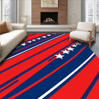 Bold Red Blue White Diagonal Stars Rug