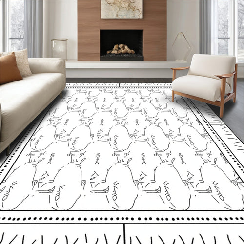 Abstract Figure Line Art Rug