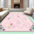 Pink Balloon Pathway Floral Border Rug