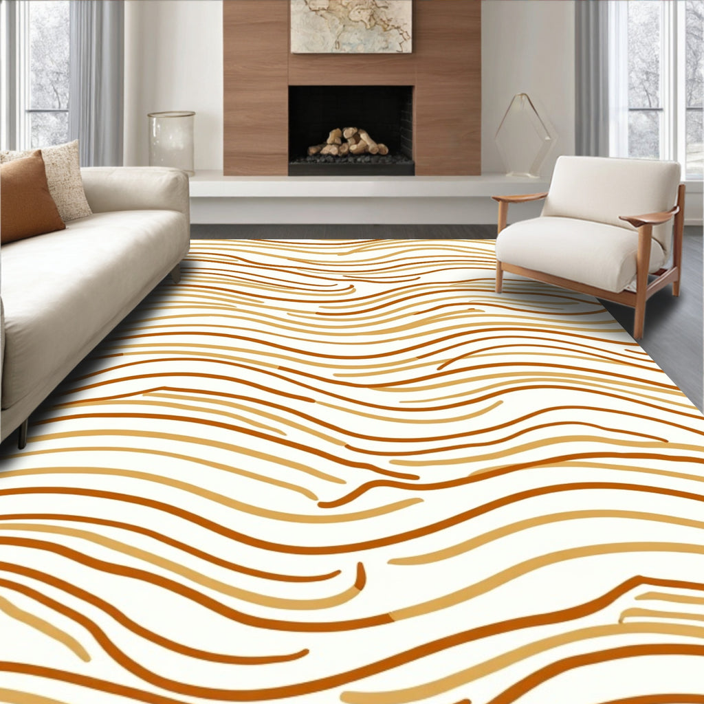 Earthy Stripes Flowing Wave Rug