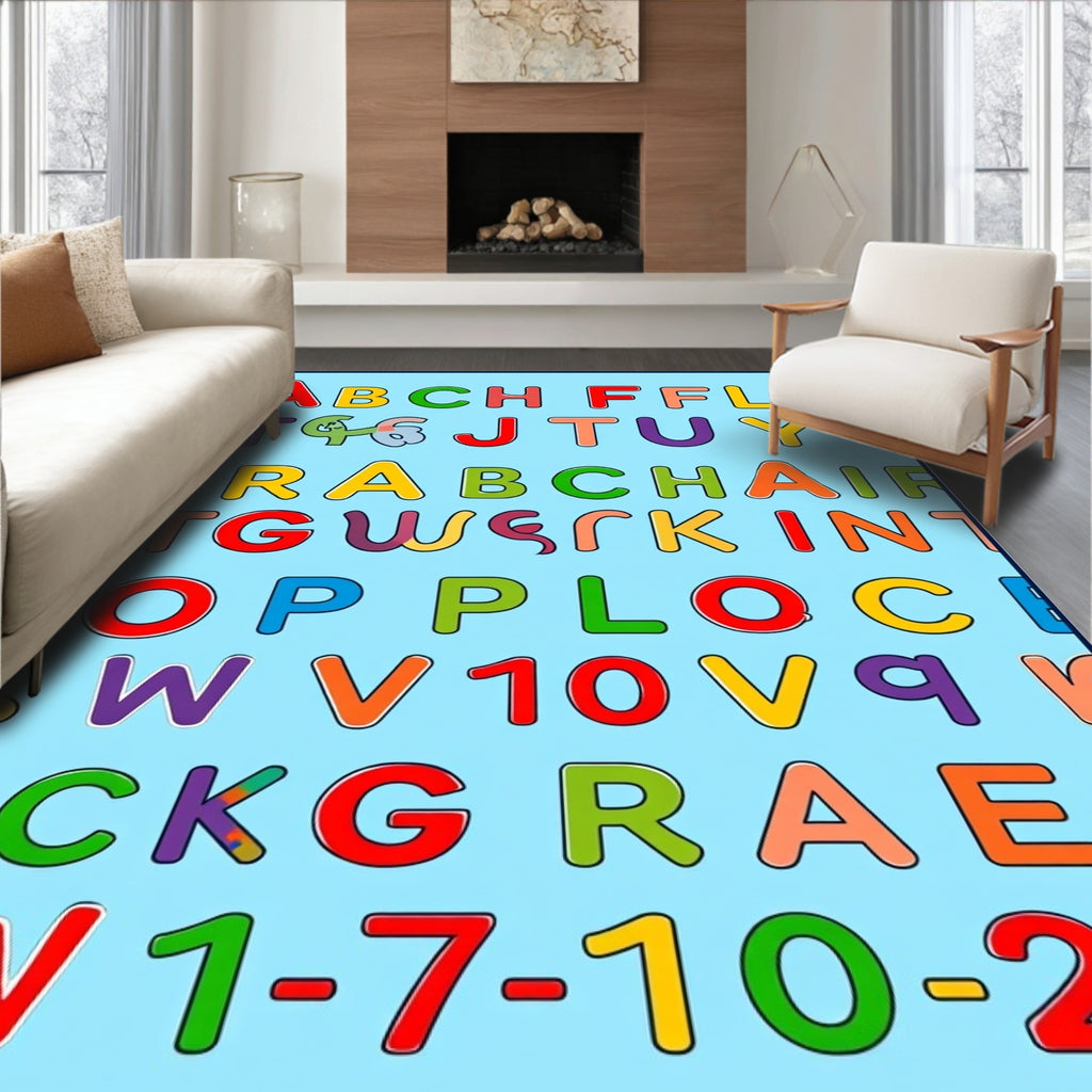 Alphabet Background Rainbow Letters Rug