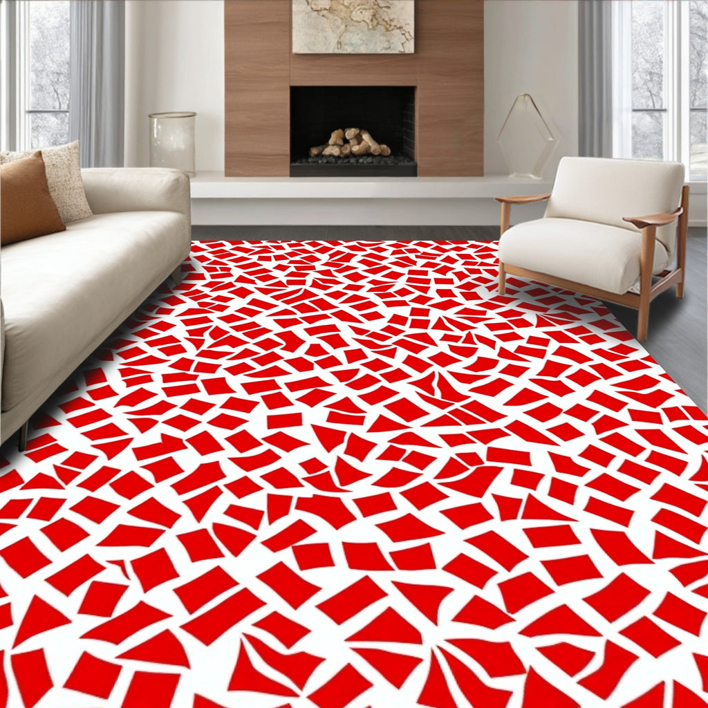 Crimson Fragmented Mosaic Rug
