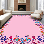 Vibrant Abstract Floral Frame Rug