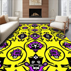 Vibrant Purple Black Yellow Geometric Forms Rug