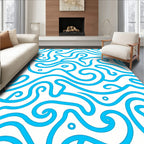 Bright Blue Swirl Lines Rug