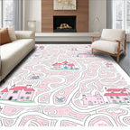 Pink Village Maze Abstract Rug
