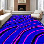 Vibrant Blue Pink Wavy Lines Rug