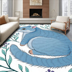 Blue Feline Amongst Foliage Butterflies Rug