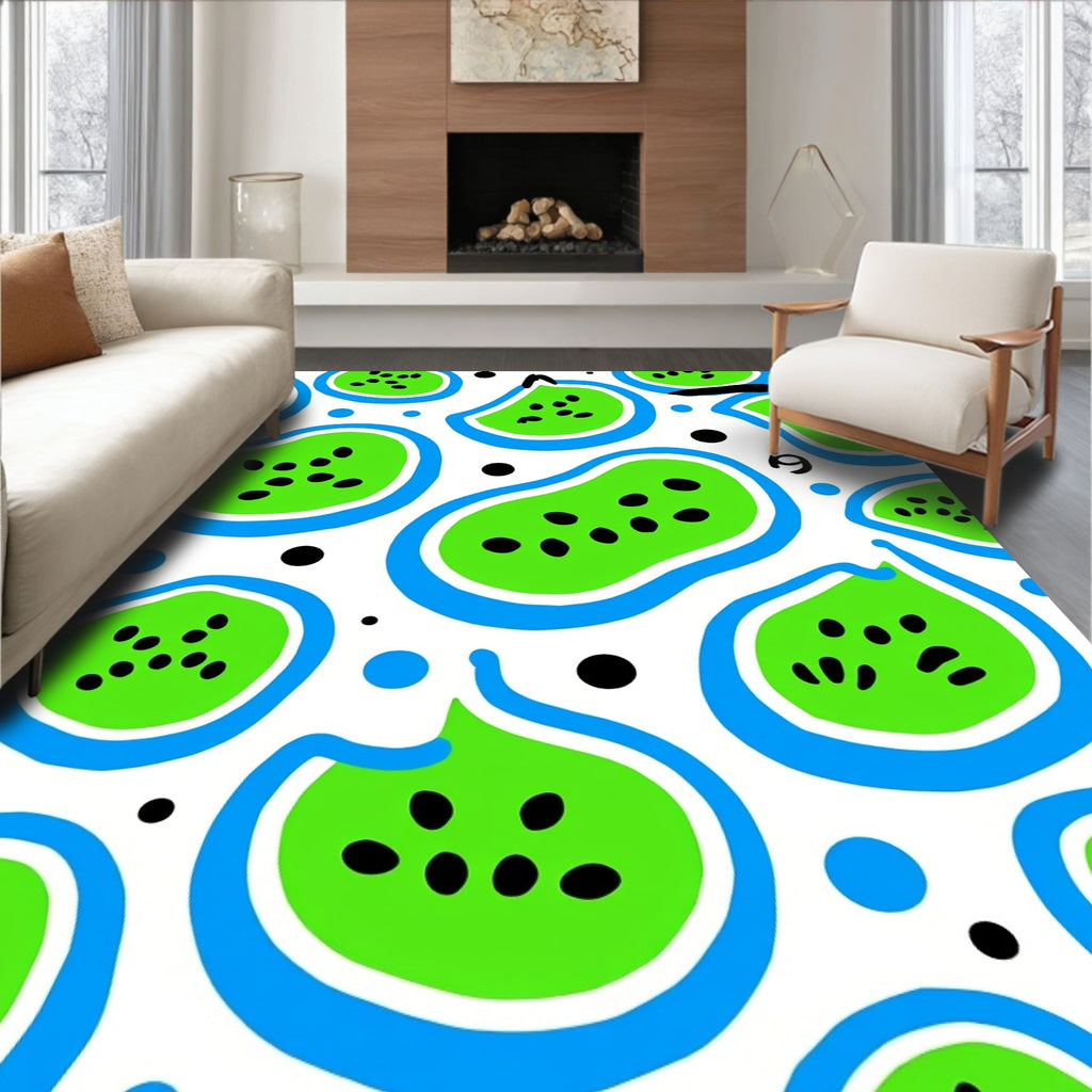 Brilliant Green Blue Burst Abstract Cells Rug