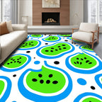 Brilliant Green Blue Burst Abstract Cells Rug