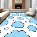 Light Blue Sky Clouds Stars Rug