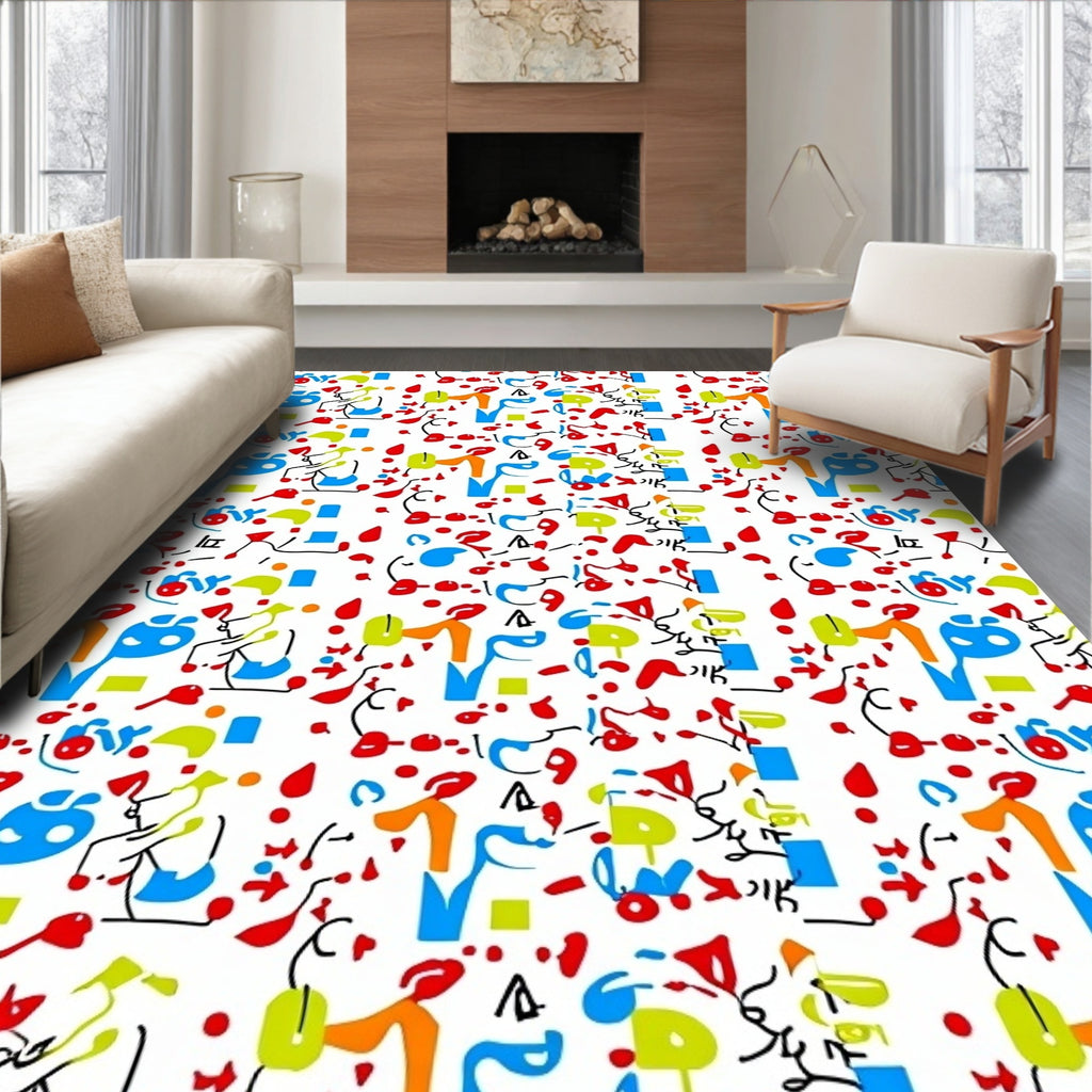 Playful Abstract Figures Color Splash Rug