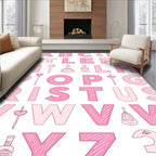 Pink Alphabet And Icons Whimsical Rug