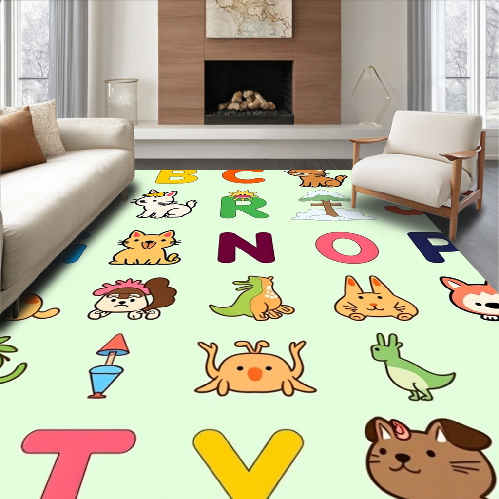 Whimsical Alphabet Animals And Letters Rug