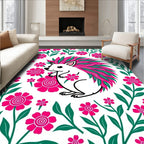 Pink Floral Hedgehog With Grassy Mane Rug