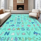 Ocean Alphabet Coral Dolphin Rug