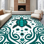 Turquoise Turtle Tropical Swirl Art Rug