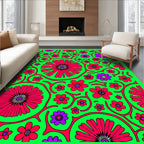 Retro Magenta Floral Vine Rug