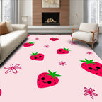 Cute Pink Strawberry Flower Pattern Rug