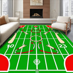 Green Field Red White Graphic Geometric Rug
