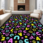 Playful Alphabet Hearts Stars Scatter Rug
