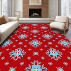 Red Teal Snowflake Repeat Rug