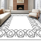 Art Nouveau Detailed Botanical Frame Rug