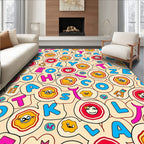 Whimsical Alphabet Faces Cream Rug