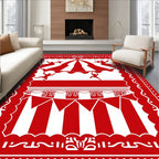 Red Circus Performers Stripes Rug