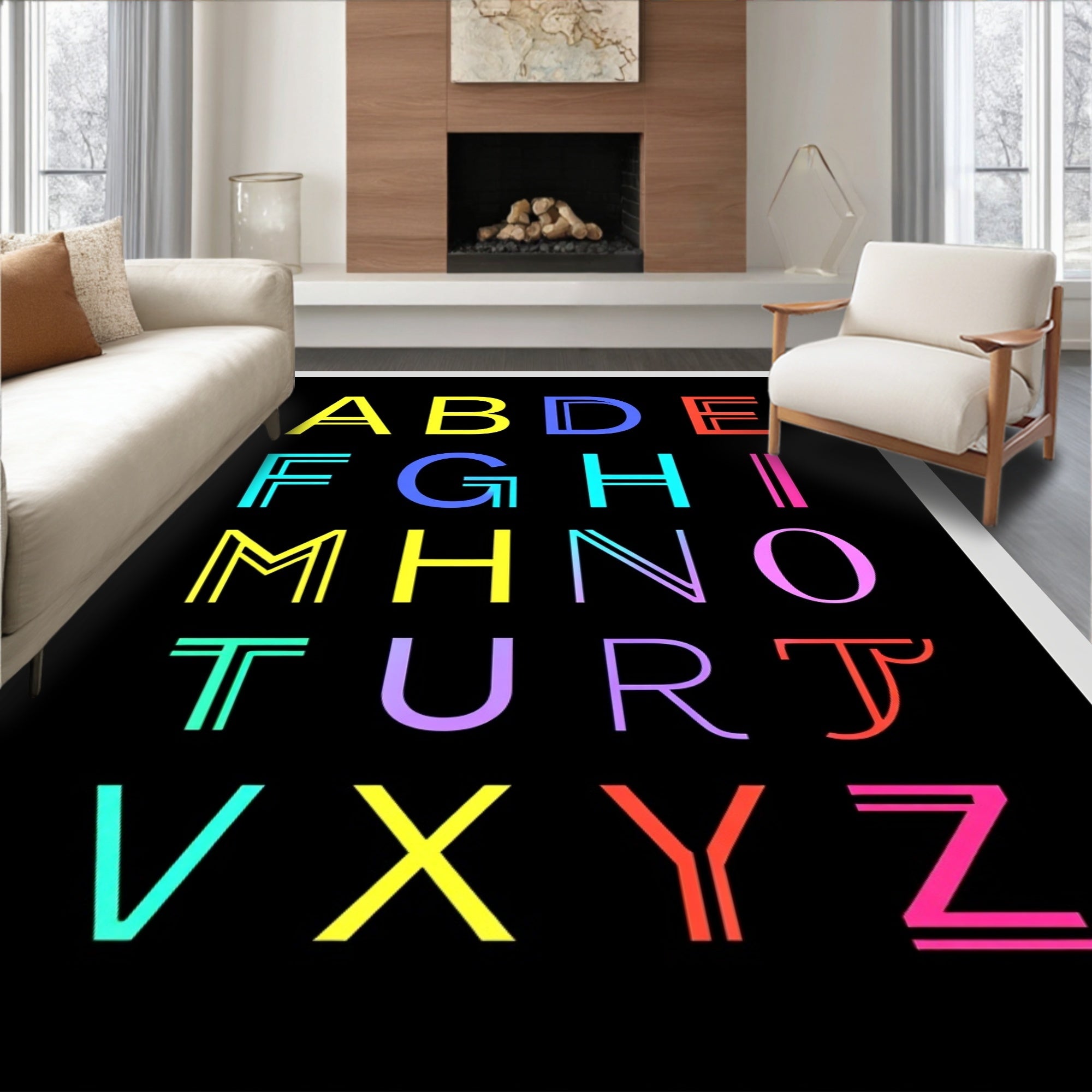 Bold Alphabet Color Block Rug