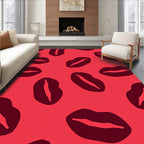 Crimson Kiss Lips Repeating Pattern Rug