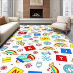 Whimsical Rainbow Alphabet Blocks Fun Rug