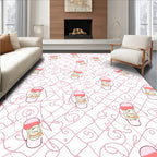 Pink Doodle Face Swirls Rug
