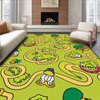 Whimsical Green Frog And Vine Rug